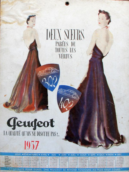 Peugeot 302 - 402 Yearcalendar 1937 (10386)